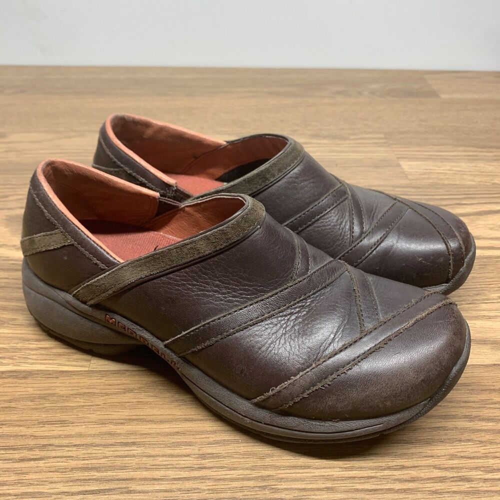 MERRELL‎ Womens Shoes ENCORE Eclipse Bug Brown Leather Loafers Comfort Size 8